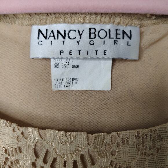 Nancy Bolen City Girl Petite Lace Vintage Tank Top Shirt Beige Large Y2K Boho - Picture 7 of 12